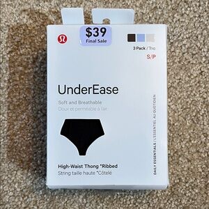 lululemon UnderEase High-Waist Thong 3-Pack in Black, Light Blue, Cream